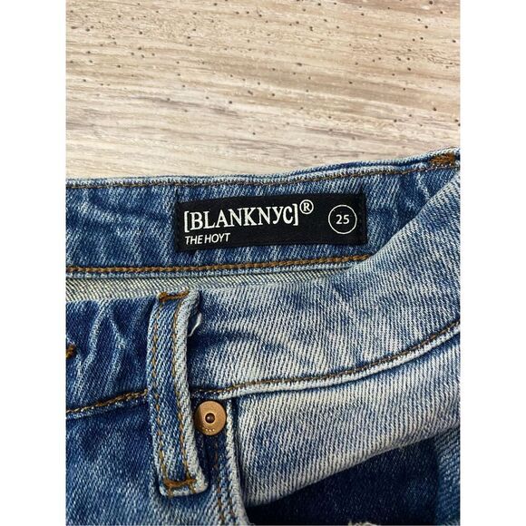 Blank NYC The Hoyt Jeans High Rise Mini Flare Raw Hem Women’s Sz 25 Waist - Picture 5 of 9